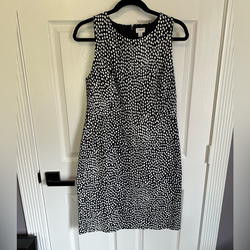 J. Crew Navy Dress with white polka dots
